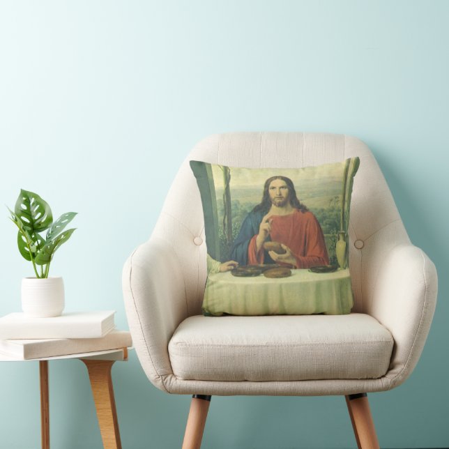 Vintage Middag Hos Emmaus med Jesus Kristus Kudde (Stol)