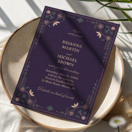 Vintage Midnight Botanisk Ornamentik Inbjudningar
