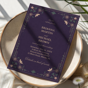 Vintage Midnight Botanisk Ornamentik Inbjudningar