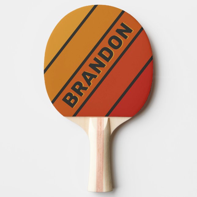 Vintage Midnight Sunset Bold Stripe med Namn Pingisracket (Framsidan)