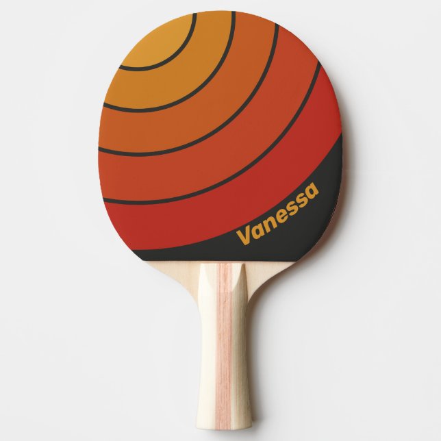 Vintage Midnight Sunset Cirkelrand med namn Pingisracket (Framsidan)