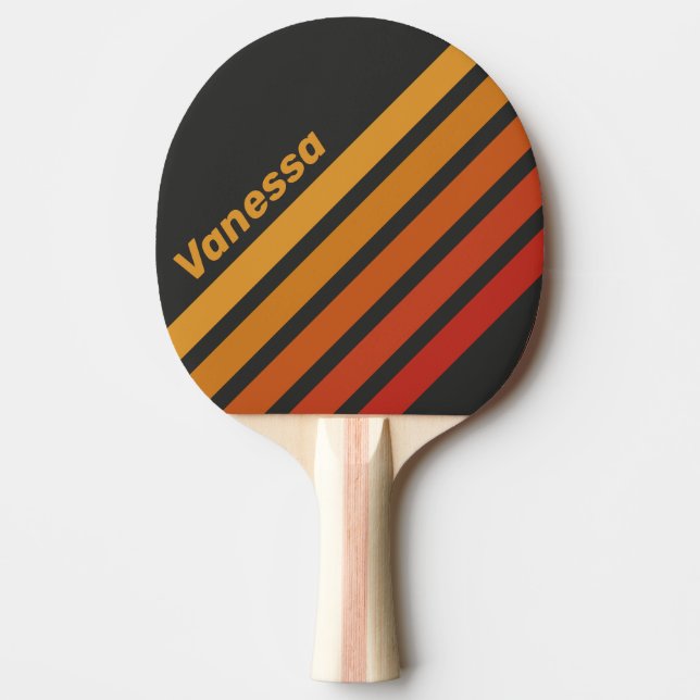 Vintage Midnight Sunset Sneda Ränder med Namn Pingisracket (Framsidan)