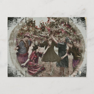 Vintage Midsommar Firande Inbjudan Vykort