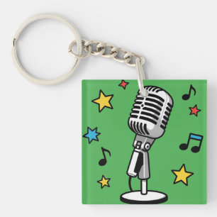 Vintage Mikrofon Musik Noter Retro Sång Design