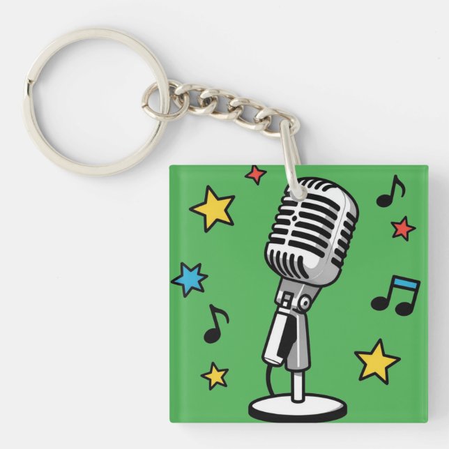 Vintage Mikrofon Musik Noter Retro Sång Design (Framsidan)
