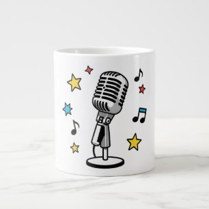 Vintage Mikrofon Musik Noter Retro Sång Design Jumbo Mugg