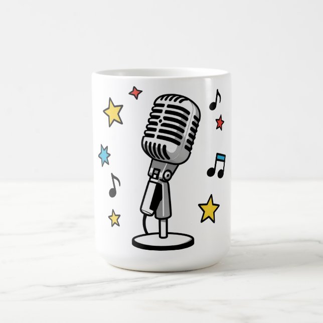 Vintage Mikrofon Musik Noter Retro Sång Design Kaffemugg (Center)