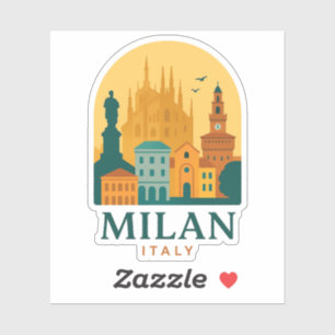 Vintage Milan Italien Travel Retro Duomo Klistermärken
