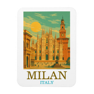 Vintage Milan Italien Travel Retro Print Magnet