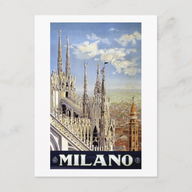 Vintage Milan Italien Travel Vykort (Framsida)