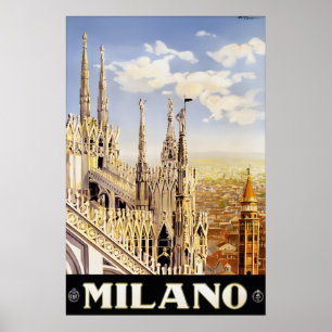 Vintage Milano Italien Resaaffisch Tryck, Milano Poster