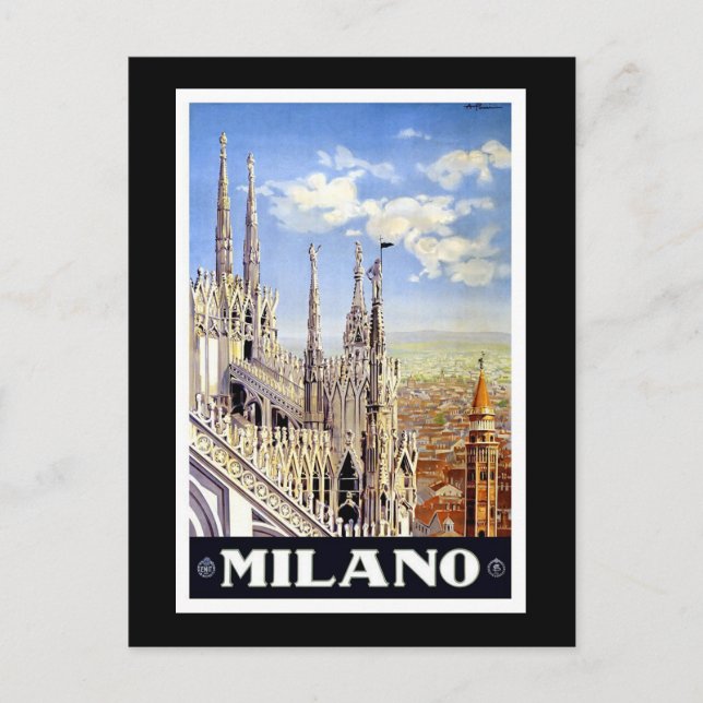 Vintage Milano Travel Advertisement Vykort (Framsida)