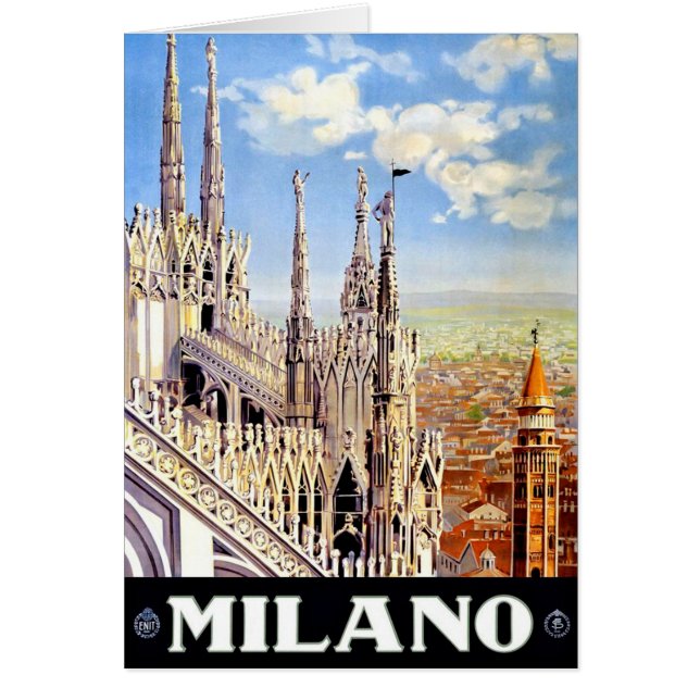 Vintage Milano Travel Hälsningskort (Framsidan)