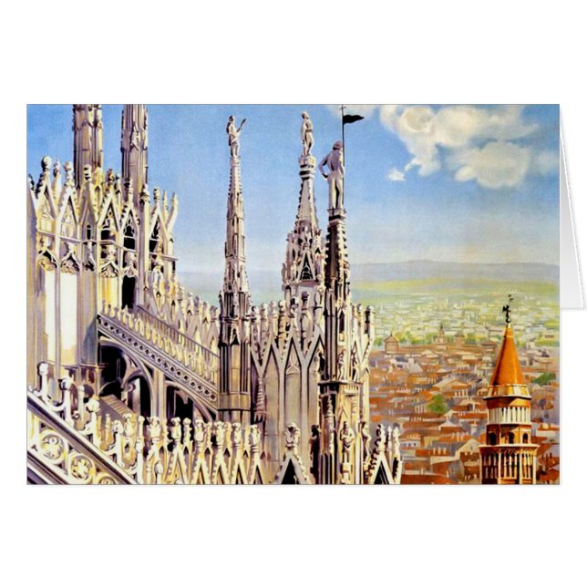Vintage Milano Travel Hälsningskort (Framsidan Horizontal)