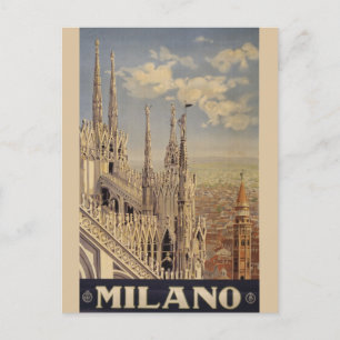 Vintage Milanos Italien Cathedral Travel Vykort