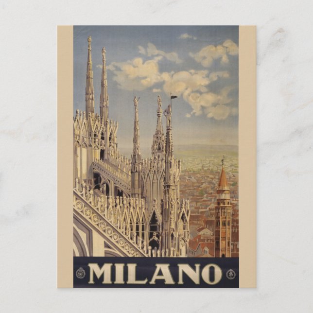 Vintage Milanos Italien Cathedral Travel Vykort (Framsida)