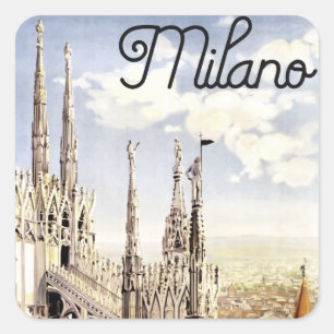 Vintage Milanos Italien Fyrkantigt Klistermärke