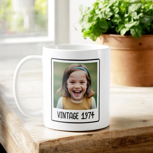 Vintage Milestone Birthday Photo Keepsak Kaffemugg (Skapare uppladdad)