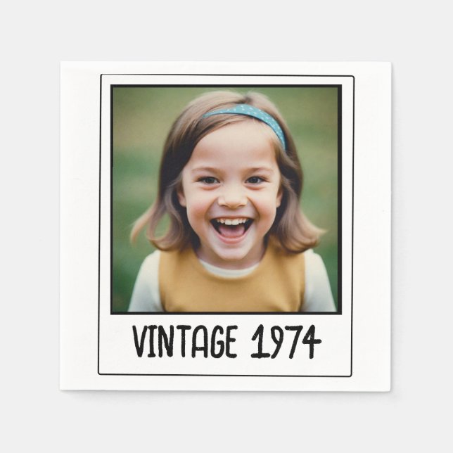 Vintage Milestone Birthday Photo Keepsak Pappersservett (Framsidan)