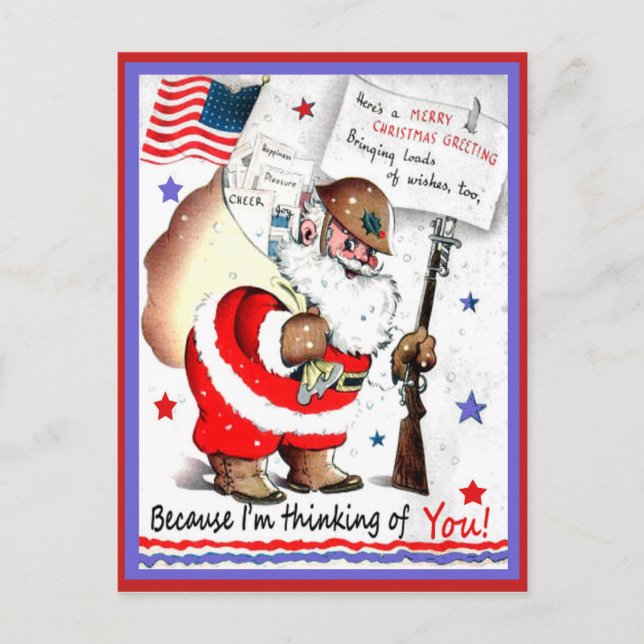 Vintage Militär God jul vykort (Framsida)