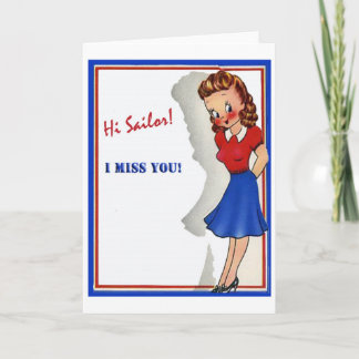 Vintage Militär Hi Sailor! Jag saknar dig! Kort
