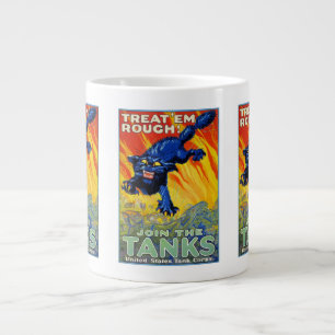 Vintage militär krigsrekrytering med en vild katt jumbo mugg