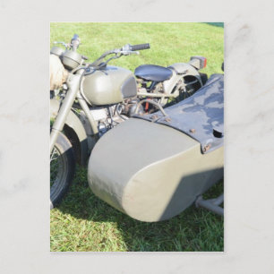 Vintage militär motorcykel kombination vykort