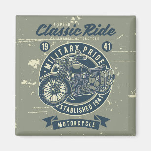 Vintage Militär motorcykel Magnet