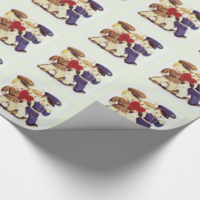 Vintage militär presentinslag jul Valentine Presentpapper (Hörn)