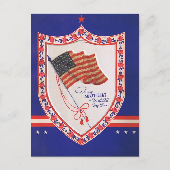 Vintage Militär Valentine Helg Vykort (Framsida)