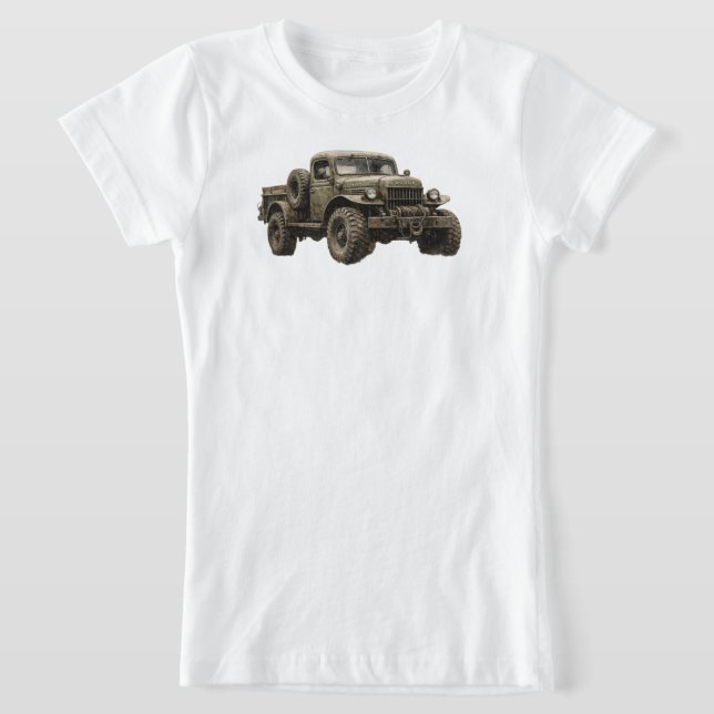 Vintage militärisk terrängbil illustration t shirt (Laydown)