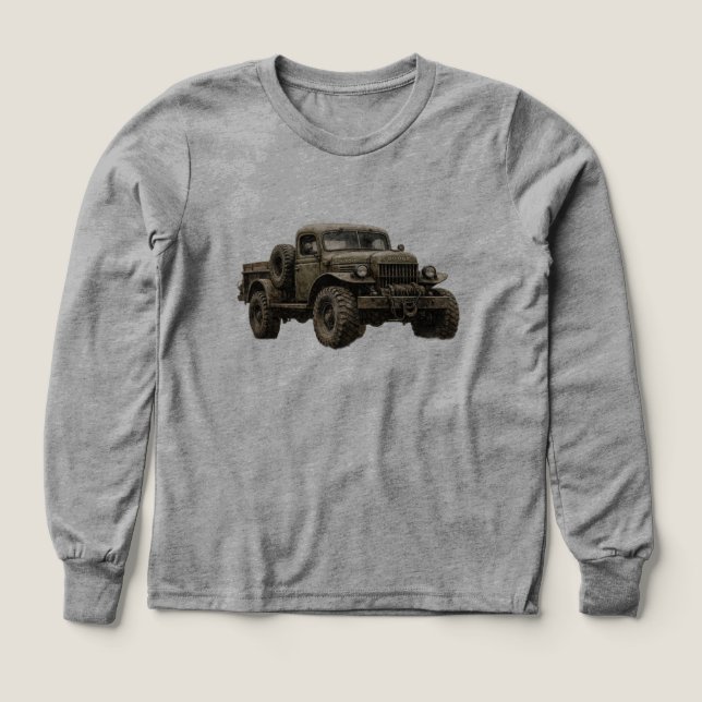 Vintage militärisk terränglastbil illustration t shirt (Design framsida)