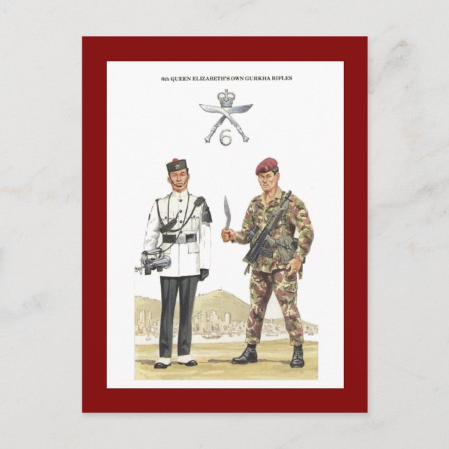 Vintage militäruniformer, Gurkha gevär Vykort (Framsida)