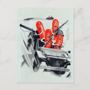 Vintage Military Hotdog Postcard Vykort