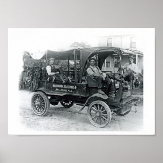 Vintage Millburn Electric Company Lastbil Poster