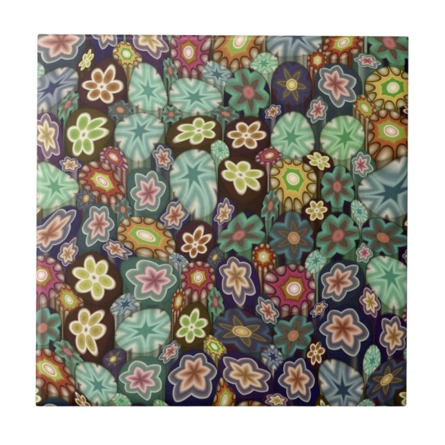 Vintage Millefiori Kakelplatta (Framsidan)