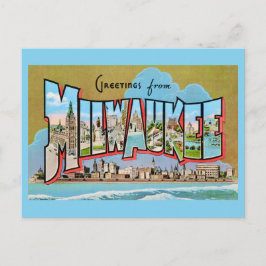Vintage Milwaukee Hälsning Blå Postkort Vykort