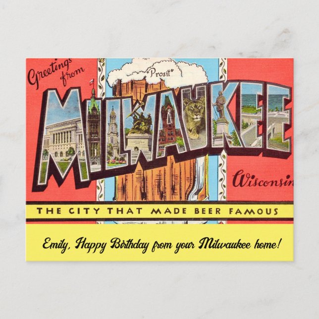 Vintage Milwaukee tillfälle vykort (Framsida)