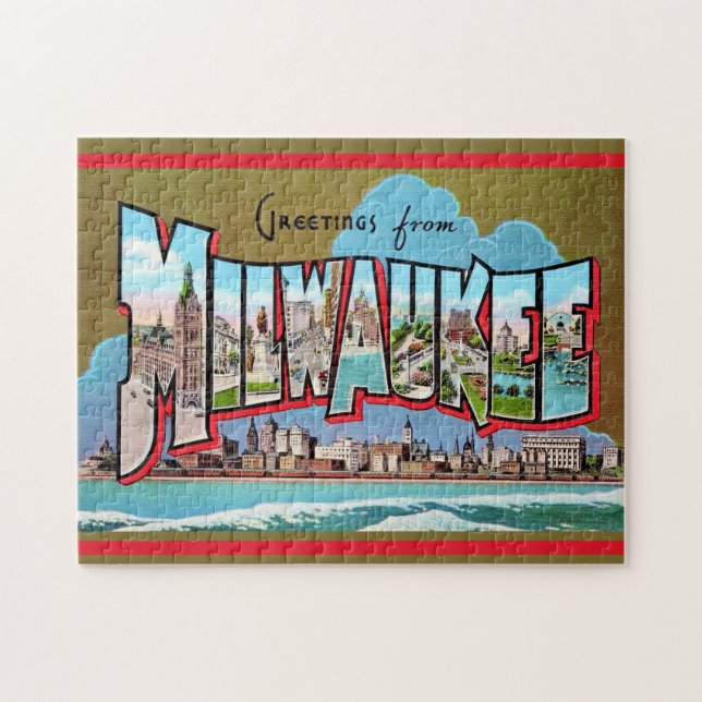 Vintage Milwaukee vykort Pussel (Horisontell)