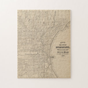 Vintage Milwaukee, Wisconsin Karta Pussel