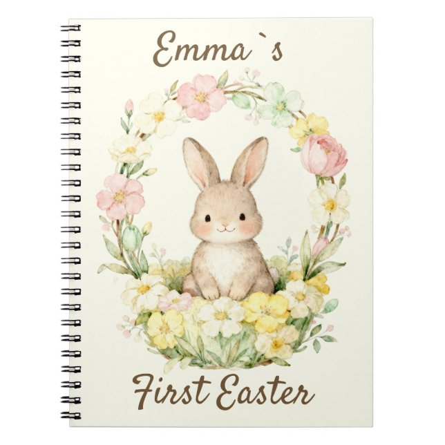 Vintage Min första påskharbunke Blommig krans Anteckningsbok (Framsidan)