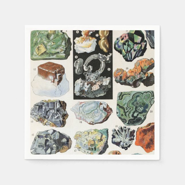 Vintage Minerals Sten Geology Pappersservett (Framsidan)