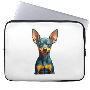 Vintage Miniature Pinscher Porträtt Färgrik Gravyr Laptop Fodral