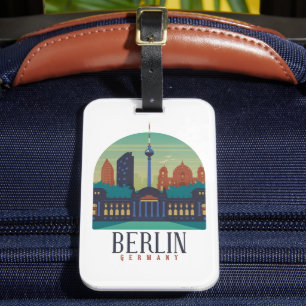 Vintage Minimal Berlin Tyskland Siluett Resa Bagagebricka