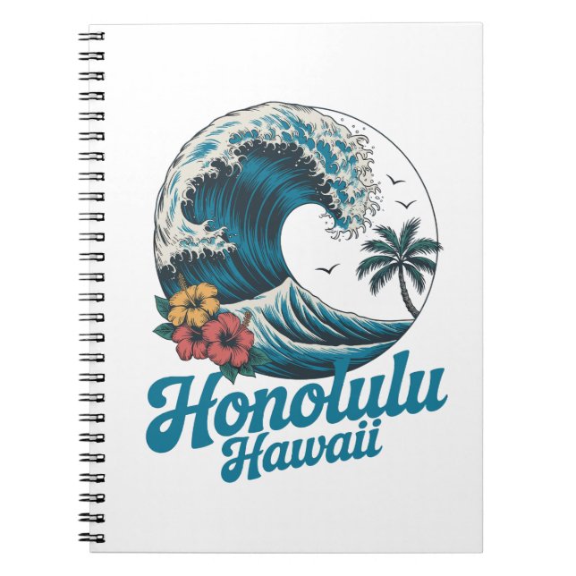 Vintage Minimal Honolulu Hawaii Aloha Resa  Anteckningsbok (Framsidan)