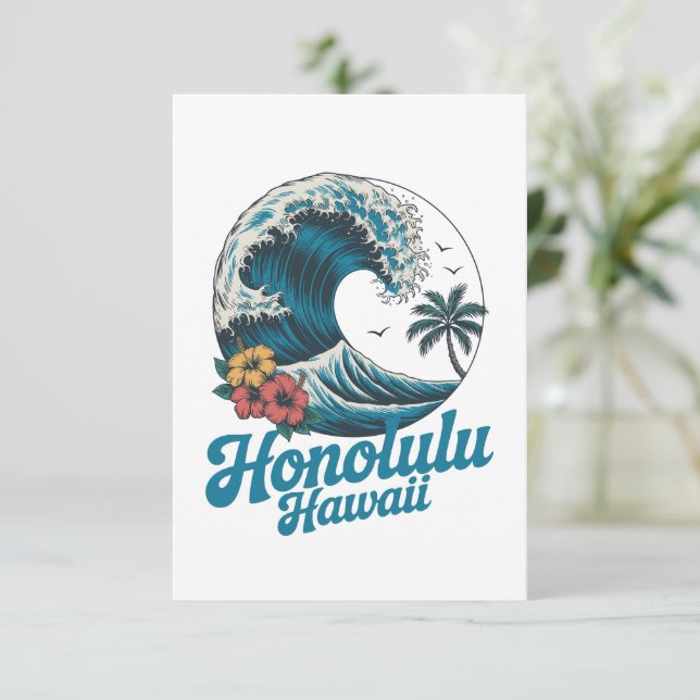 Vintage Minimal Honolulu Hawaii Aloha Resa  Kort (Stående Fram)