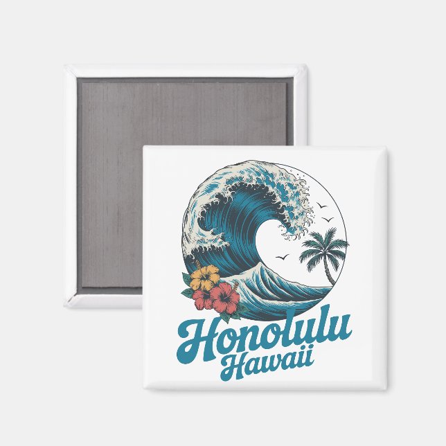 Vintage Minimal Honolulu Hawaii Aloha Resa  Magnet (Front/Back)