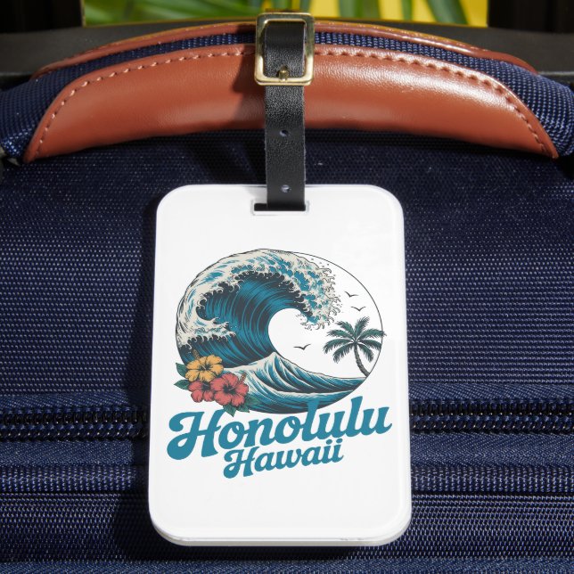 Vintage Minimal Honolulu Hawaii Aloha Travel  Bagagebricka (Framsida Insitu 2)