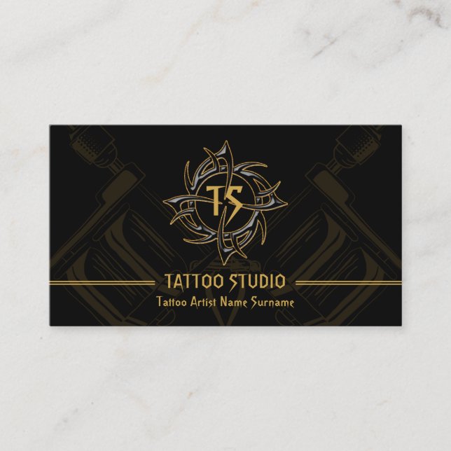 Vintage Minimal Modern Tatoveringsstudio Visitkort (Framsida)