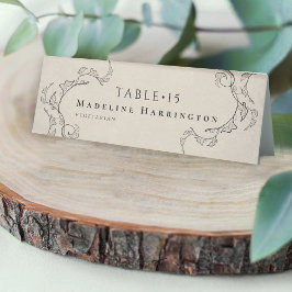 Vintage Minimalist Botanical Wedding Place Card